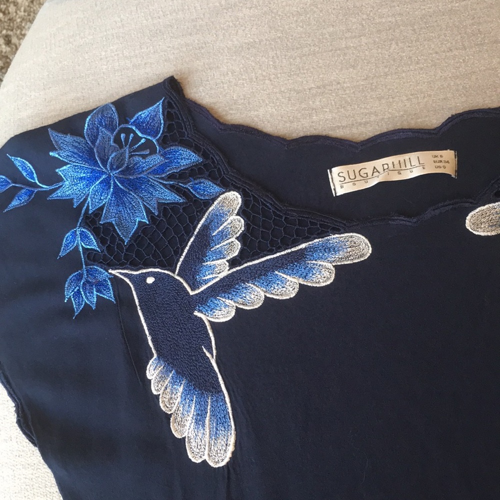 Blue Embroidered Summer Dress